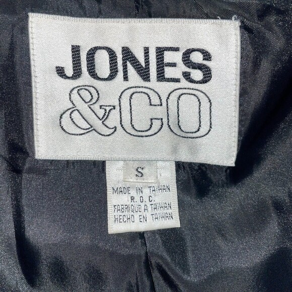 Jones & Co Vintage Houndstooth Gingham Blazer Wool Blend Black White Women's S - Picture 11 of 12